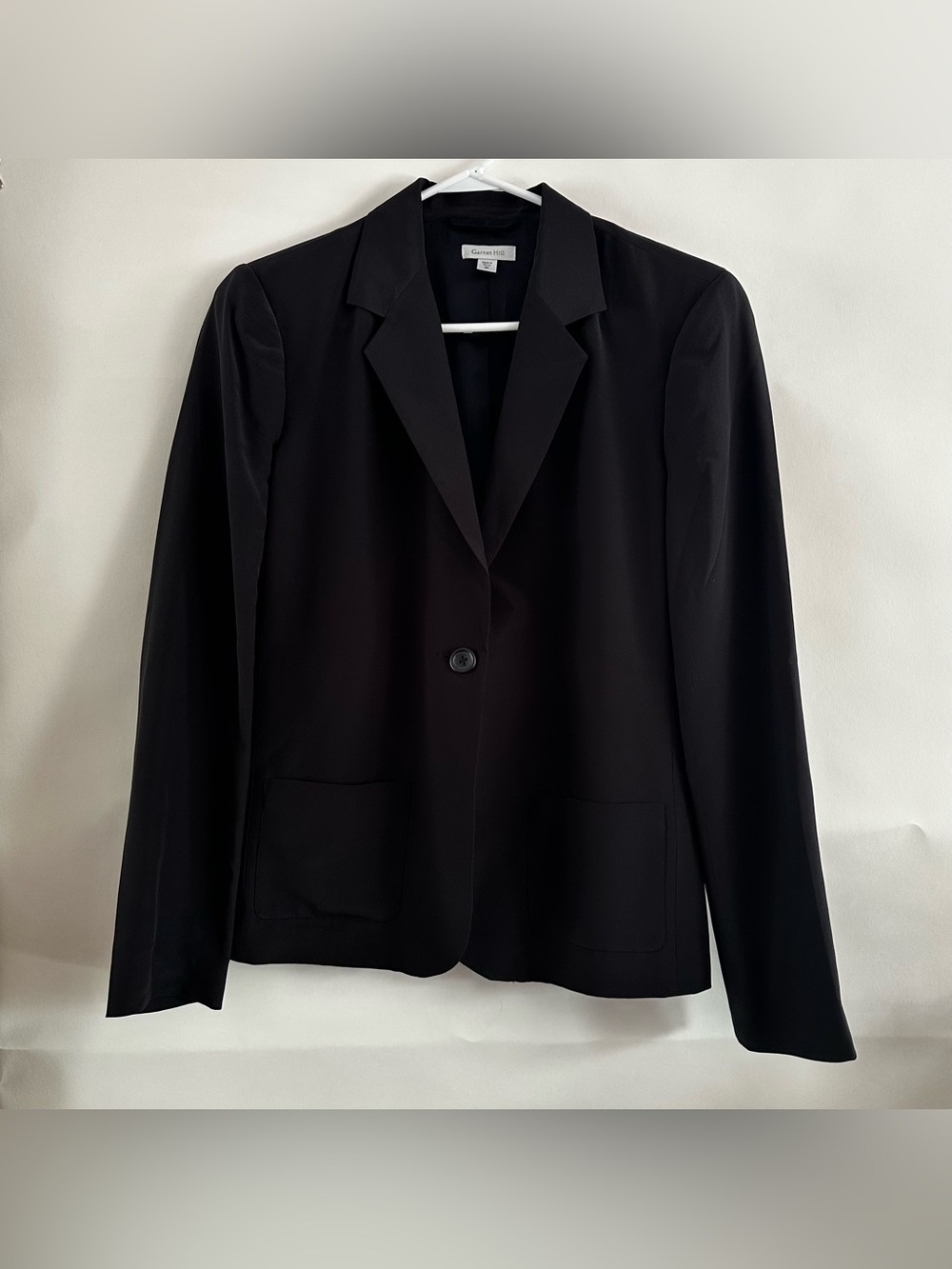 Garnet Hill‎ Black 100% Silk Single Button Blazer NWOT Size 4 🖤